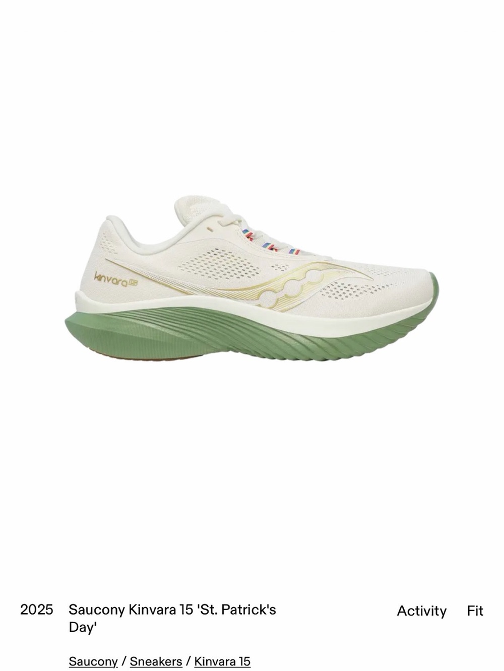 Saucony Kinvara 15 Women's Running Shoe in Cream and Sage Green